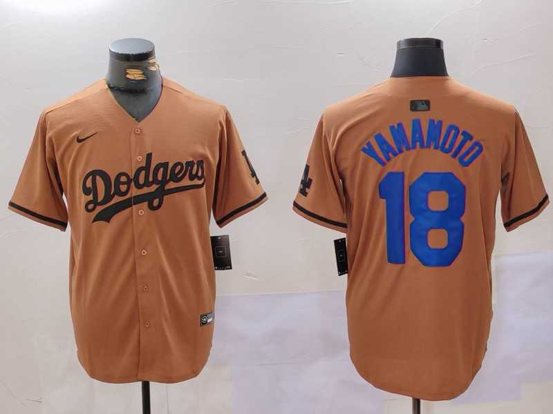Men%27s Los Angeles Dodgers #18 Yoshinobu Yamamoto Olive Cool Base Limited Stitched Jersey